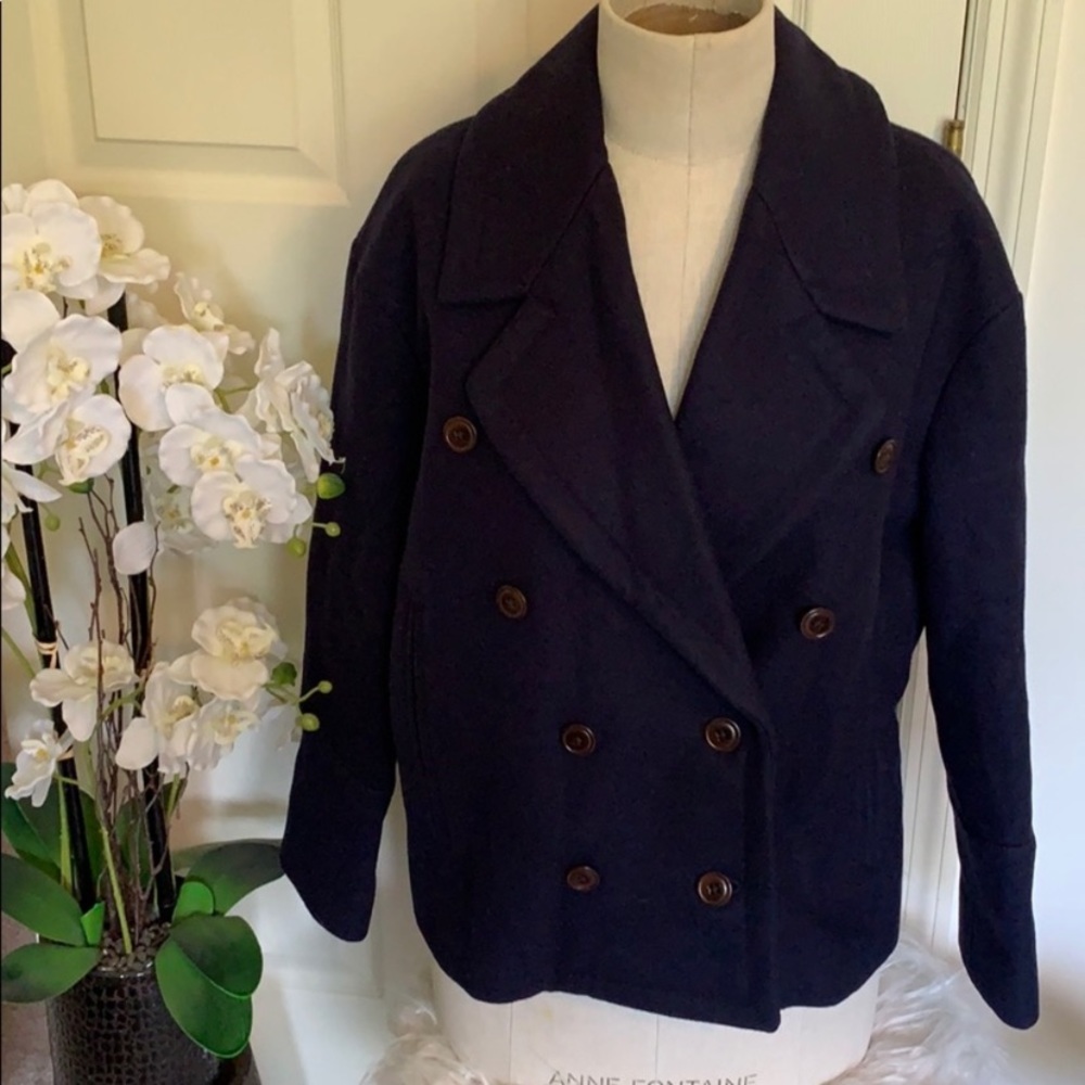 J. Crew Navy melton wool coat size 6P